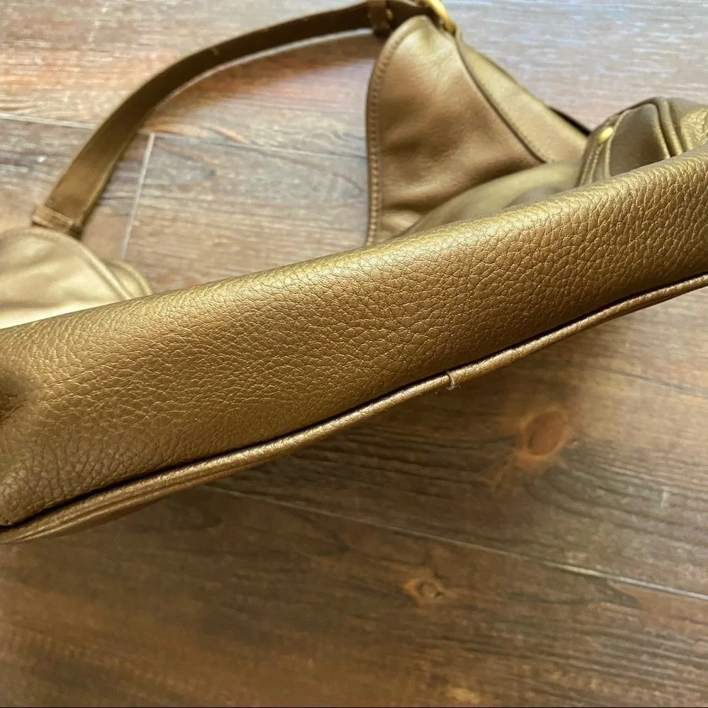 Vintage gold genuine leather Coldwater Creek hobo bag shoulder bag purse bronze